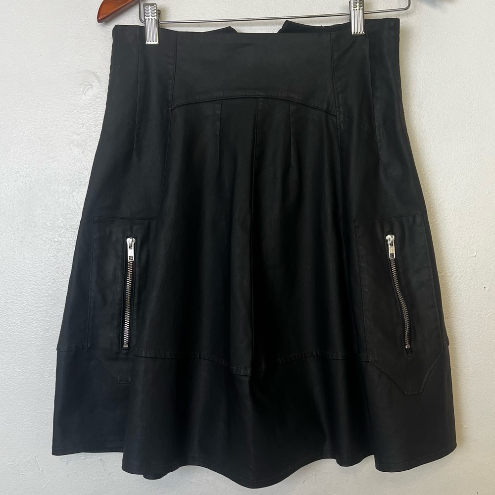 Lurdes Bergada Womens black zipper skirt cotton blend goth flare size small